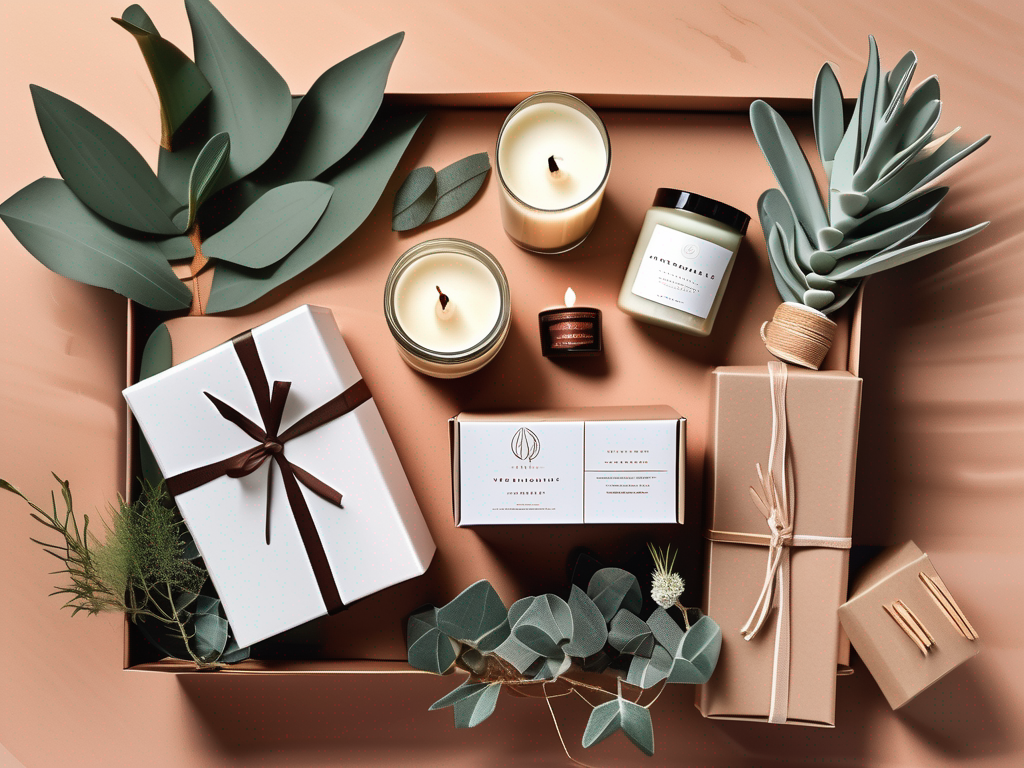 A beautifully arranged gift box surrounded by various thoughtful and creative gift items